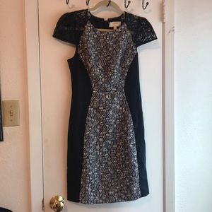 Anthropologie Navy Tweed Splice Sheath